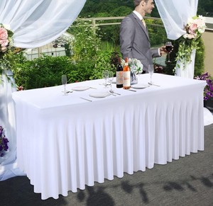 Nappe carrée personnalisable de 1,20 m, housses de <span class=keywords><strong>table</strong></span> rectangulaires lavables avec jupe élastique pour fêtes, mariages, banquets, hôtels - Product Image 5