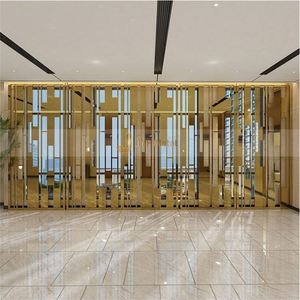 LL334 Factory Customization Waterproof Translucent Gold Color 304 Stainless Steel <b>Wall</b> Divider Panel Living Room Partition - Product Image 1