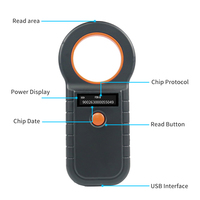 Escáner de microchip para animales de 134,2 Khz y 125Khz Lector de chips con 128 registros de almacenamiento para perros y gatos