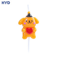 Vela de Cumpleaños 3D con Diseño de Cachorro Adorable 2026, con Gorro de Fiesta y Oso Abrazando un Corazón Amarillo, para Niños y Niñas, Decoración para Fiestas de Cumpleaños