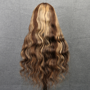 Peluca frontal de encaje HD sin pegamento 13x4 con reflejos, <span class=keywords><strong>cabello</strong></span> humano Remy brasileño ondulado, peluca de encaje suizo, peluca frontal de encaje de <span class=keywords><strong>cabello</strong></span> humano - Product Image 5