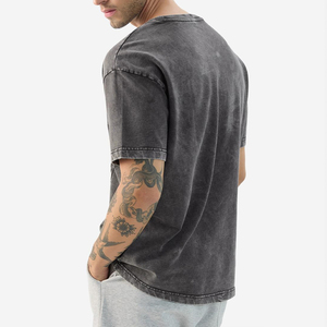 T-shirt Homme KingSen Acid Wash à Épaules Tombantes, Logo Brodé Personnalisé, Coton Vieilli Vintage, OEM ODM, Streetwear Décontracté - Product Image 5