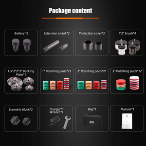 Polisseuse sans fil SPTA 12V, mini-polisseuse pour éliminer les micro-rayures, polisseuse de voiture RO/DA, mini-ensemble de machines automobiles pour le polissage, le ponçage et le nettoyage - Product Image 2