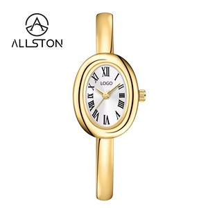 Montre-bracelet Allston de luxe pour femme, style sport <span class=keywords><strong>et</strong></span> mode, vintage antique, ovale, à <span class=keywords><strong>manchette</strong></span> ouverte, en or, à quartz, avec échelle simple à chiffres romains - Product Image 5