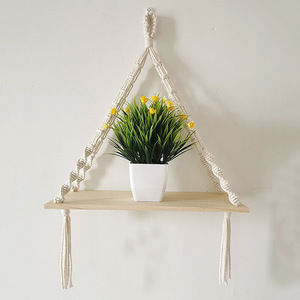 Bohème Fait Main Mignon Bébé Enfants Chambre Coton 2 Niveaux <span class=keywords><strong>Macramé</strong></span> <span class=keywords><strong>Suspendu</strong></span> Étagère Murale Artisanat - Product Image 6