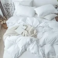 Offre Spéciale 100% Polyester housse de couette taie d'oreiller franges couette uni roi tailles housse de couette ensemble de literie