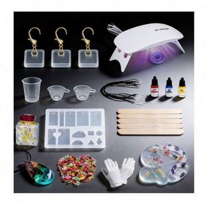 TOYSRUNNER Professional Silicone Jewelry Craft Kit Transparent Hard Cure UV Light Molds Pendants Earrings Keychains Glitter Foil - Product Image 1