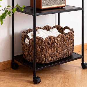 ตะกร้าเก็บของสานจากฟางทำมือ รูปทรงสี่เหลี่ยมผืนผ้า สีน้ำตาลกาแฟ ชุดสำหรับจัดระเบียบบนโต๊ะทำงาน จัดเก็บเครื่องสำอางและเสื้อผ้า - Product Image 3