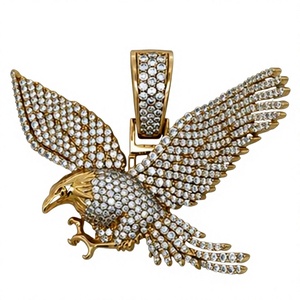 Orelia Iuxe Gold Plated Eagle Pendant Necklace <b>Iced</b> <b>Out</b> Zircon Brass <b>Chain</b> Jewelry Hip Hop for Men Gift - Product Image 1