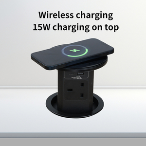 Nhà Máy bán hàng trực tiếp Tempered Glass Top anh điện không khí nâng ổ cắm USB A + C không dây sạc Tabletop Pop Up Ổ cắm điện ổ cắm - Product Image 3