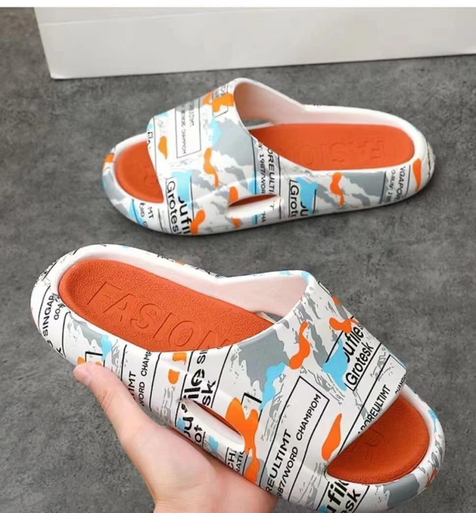 Custom Printed Outdoor Slides Women Men Thick Bottom Slippers Platform Non Slip Shoes