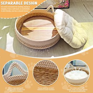 Lit d'été rafraîchissant en rotin tressé pour chat, vente en gros - Product Image 3