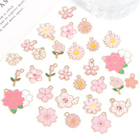 Breloques Fleurs Roses Mignonnes pour la Fabrication de Bijoux, Pendentifs Émaillés Sakura, Marguerite, Rose pour Bracelets, Colliers, Porte-clés DIY et Artisanat