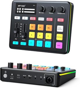 Console de mixage audio pour jeux MT-VIKI, interface audio avec effet RGB, microphone XLR/TRS, alimentation fantôme 48V - Product Image 1
