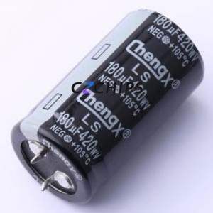 Condensateur électrolytique en aluminium à encliquetage LS187M420O45RR0VH2SP0, composant traversant THT, D25xL45mm 180uF 20% 420V 10mm - Product Image 1