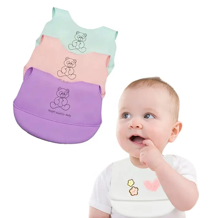 Drop Shipping Food Grade Logo Custom Alta qualidade impermeável Silicone Urso Bebê Bib