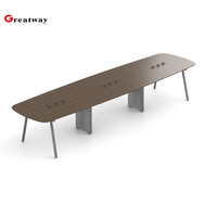 Mesa de Conferencia Moderna para Oficina con Gestión de Cables, Mesa Larga para Sala de Reuniones, Superficie E0 MFC, Patas Metálicas para Sala de Juntas