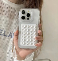 Coque de téléphone transparente en silicone avec ventouse pour iPhone 18 17 Pro Max 16 15 14 13, protection et poignée selfie anti-stress