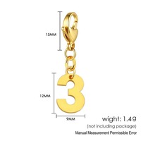 Pendentif Chiffre d'Anniversaire en Acier Inoxydable avec Fermoir Mousqueton, Kit de Bricolage pour Bijoux, Breloques pour Chaussures, Bracelets et Colliers Or et Argent