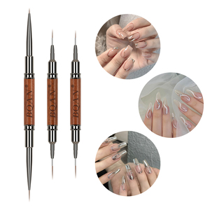 BQAN Luxury Red <strong>Wooden</strong> French Gel Polish Painting Drawing Liner <strong>Nail</strong> <strong>Brushes</strong> Double Headed <strong>Nail</strong> Art Liner <strong>Brush</strong> - Product Image 4