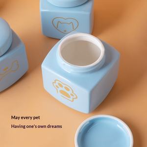 Керамическая урна для праха собак и кошек, квадратная, ручной работы, герметичная, с крышкой, для похоронных принадлежностей и хранения костей - Product Image 4