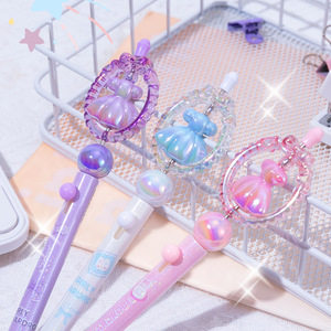 Nouveauté : Stylo gel perlé en plastique pour fille, stylo rotatif perlé DIY pour enfants, papeterie mignonne pour étudiants, stylo neutre perlé - Product Image 2