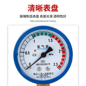 Y-60 เกจวัดแรงดันทองเหลือง M14 เกลียว 0 2.5MPa เกจวัดแรงดันไดอะแฟรมสำหรับออกซิเจนอะเซทิลีนโพรเพนแก๊ส - Product Image 3