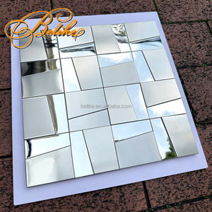 רב ברמה 3d מתכת פסיפס tille תכונות קיר כיסוי backsplash פלדה מודרני מסוגנן בית מפואר - Product Image 4