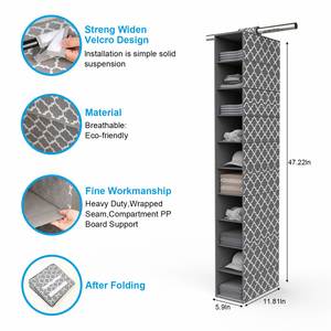 Organisateur de rangement suspendu pliable à 10 étagères en tissu non tissé, écologique et durable, grande capacité, pour armoire - Product Image 2
