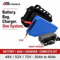 Kit de batterie pour vélo électrique Ansen 48V/72V 20Ah/40Ah avec chargeur, BMS à équilibrage actif INR21700-50G, fixation sur cadre, pour vélo à pneus larges