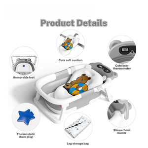Baignoire pliable pour bébés avec capteur de température – Grande taille en PP+TPE pour nourrissons de 1 à 2 ans – Vente en gros pour l'été - Product Image 2