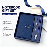 Set de Regalo Empresarial de Lujo, Cuaderno de PU con Logotipo Personalizado, Bolígrafo, Memoria USB, Set de Regalo Promocional para Clientes Empresariales