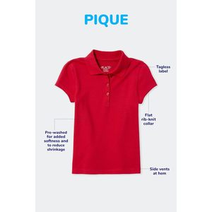 เสื้อโปโลแขนสั้นเด็กผู้หญิง ผ้าปิเก้ สีแดงล้วน แพ็คหลายตัว ผ้าฝ้าย 100% - Product Image 4