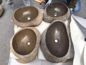 טבעי צהוב אקראי נהר אבן לשטוף אגני לאמבטיה מטבח - Product Image 2