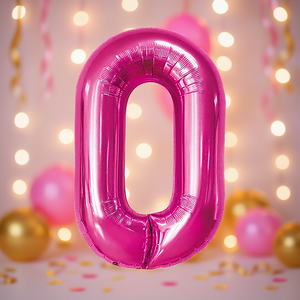 Party Love Fuchsia Number 0 <b>Balloon</b> 45cm Metallic Foil Birthday Party <b>Decor</b> Kids Celebration Supplies - Product Image 4