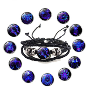 Pulseras de Cuero PU con Diseño de Cielo Estrellado Luminoso, Multicapa, con 12 Signos del Zodiaco, para Parejas Europeas y Americanas, en Oferta - Product Image 1