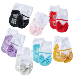 Chaussettes de sol en coton tricoté doux pour bébés filles de 0 à 2 ans, antidérapantes, à double nœud, collection printemps, offre spéciale - Product Image 1