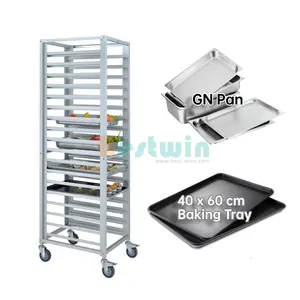 9/15/18-Tier Multi Purpose Aluminum Bread Cooling Baking Tray Sheet Pan Rack Gastronorm Food GN Pan Bakery Trolley