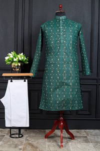 Vêtements décontractés pour fête de mariage Kurta simple et traditionnelle en pur coton pour hommes avec pyjama Fournisseur de meilleure qualité au prix de gros - Product Image 3