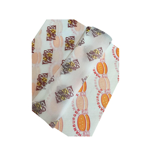 Food Grade Custom Eco-friendly Packing Tissue Paper Printed Logo Hamburger Wax Wrapping Paper Grease Proof Sandwich Paper