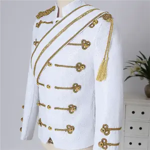 Homens adultos Lantejoulas Estilo Tribunal Europeu Casamento Terno Jacket Stage Suit