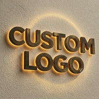 Lettres en métal 3D personnalisées avec halo lumineux, polies miroir, en acier inoxydable, enseignes rétroéclairées pour restaurant, devanture de magasin extérieure, logo LED