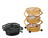 Chariot de rangement pliable, chariot utilitaire mobile en métal avec roulettes, étagère organisatrice pour fruits et légumes de cuisine, salle de bain, salon