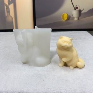 Chat souriant moules en Silicone bricolage à la main moules en résine petit chien en peluche moule à bougie en Silicone pour la décoration de la maison - Product Image 1