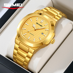 Montre pour homme en acier inoxydable, montre à quartz pour homme, logo personnalisé OEM, cadran carré, étanche 3ATM, style classique rétro, montres dorées - Product Image 1