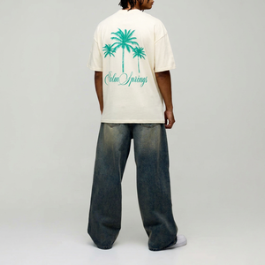 T-shirt surdimensionné vintage avec motif palmier, style streetwear pour les vacances d'été à Palm Springs, en coton premium, imprimé plage - Product Image 1