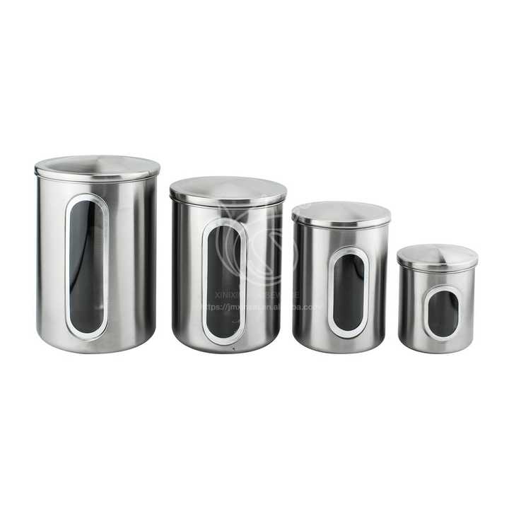 4piece set Sugar Food Storage Jar Airtight Storage Container Stainless