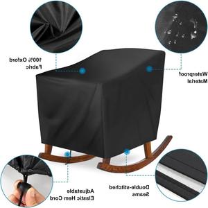 Housse de chaise à bascule d'extérieur noire en polyester imperméable avec cordon de serrage, housse de protection pour meubles de patio et de pelouse - Product Image 1