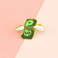 Broche de dessin animé en émail, badge de monnaie estampé, épingle à boucle en forme de billet de banque dollar, finition peinture au four, pour corsage, en stock