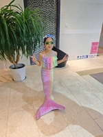 Ensemble de maillot de bain sirène quatre pièces avec queue de poisson et aileron pour enfants, bikini princesse, queue de sirène pour la natation, costume de cosplay